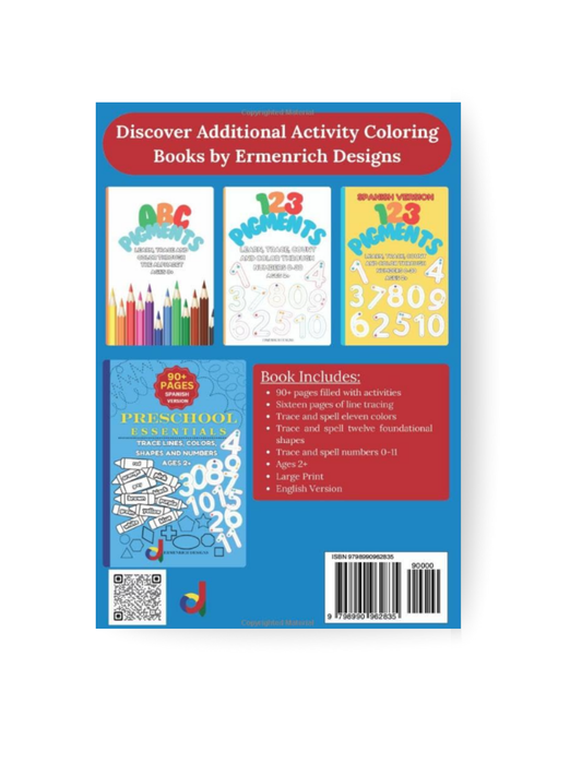 Preschool Essentials Trace Lines, Colors, Shapes and Numbers Activity Coloring Book