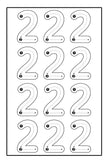 Number 2 tracing worksheet for kids, black and white from 123 Pigments: Spanish version coloring book for kids by Ermenrich Designs