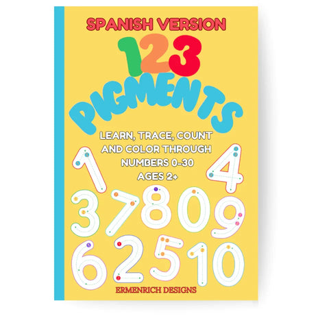 Ermenrich Designs Spanish numbers tracing and coloring book cover for kids ages 2 and up