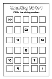 Counting backwards worksheet for toddlers from 123 Pigments coloring book activity page