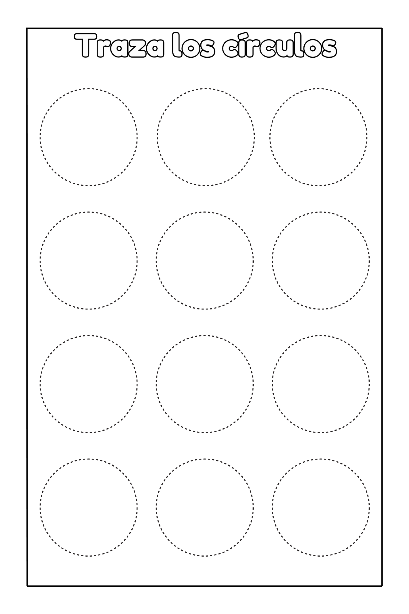 Trace the circles worksheet for kids from Preschool Essentials: Spanish coloring book and fine motor skills practice
