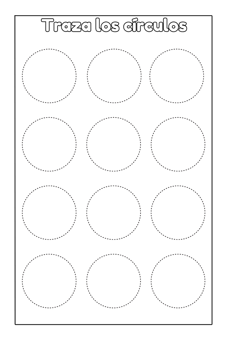 Trace the circles worksheet for kids from Preschool Essentials: Spanish coloring book and fine motor skills practice