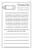 Color Red activity tracing page from 
Preschool Essentials coloring book by Ermenrich Designsng