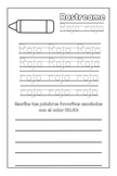Coloring sheet from Preschool Essentials: Spanish by Ermenrich Designs tracing page for the color red rojo.