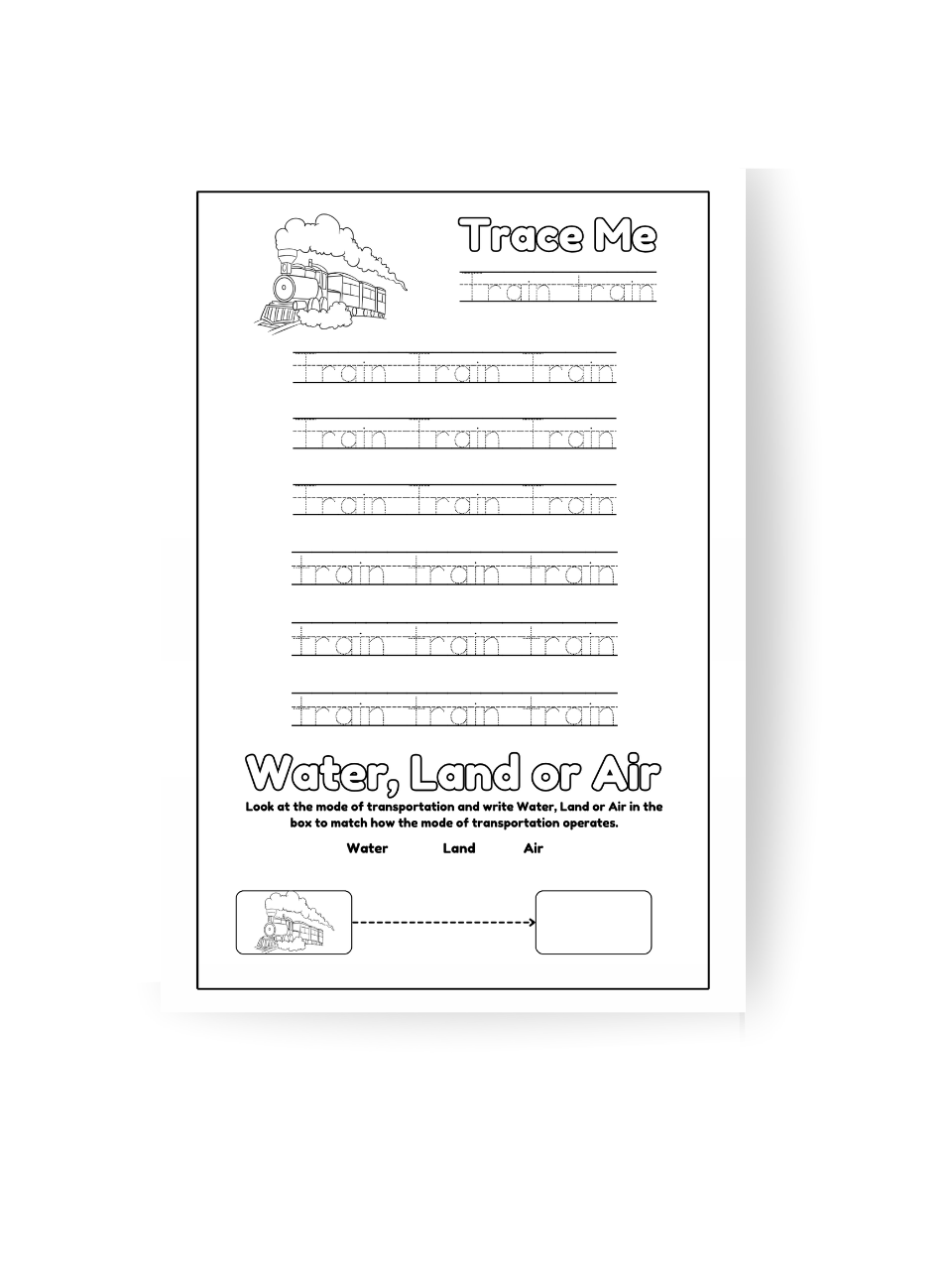 Train transportation activity coloring page  from Transport to Transportation