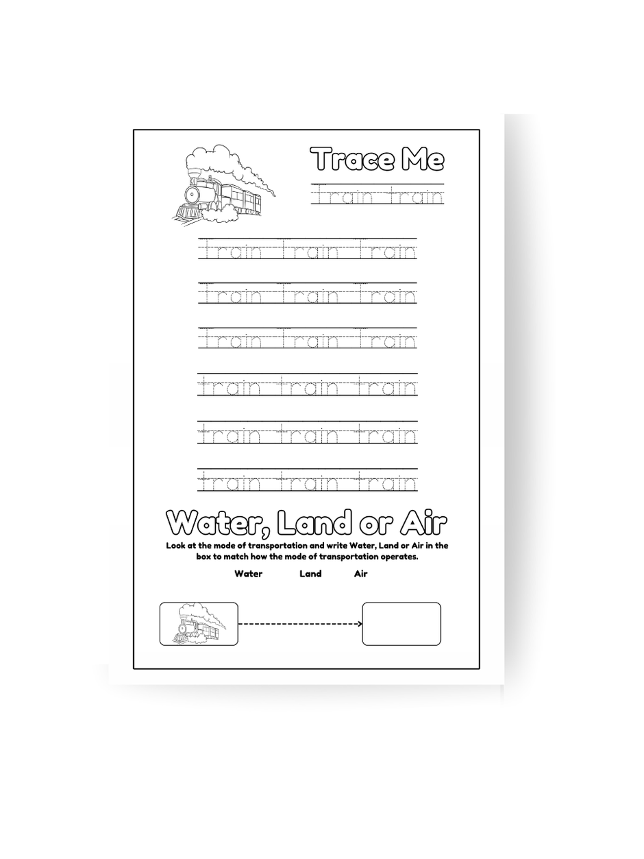 Train transportation activity coloring page  from Transport to Transportation