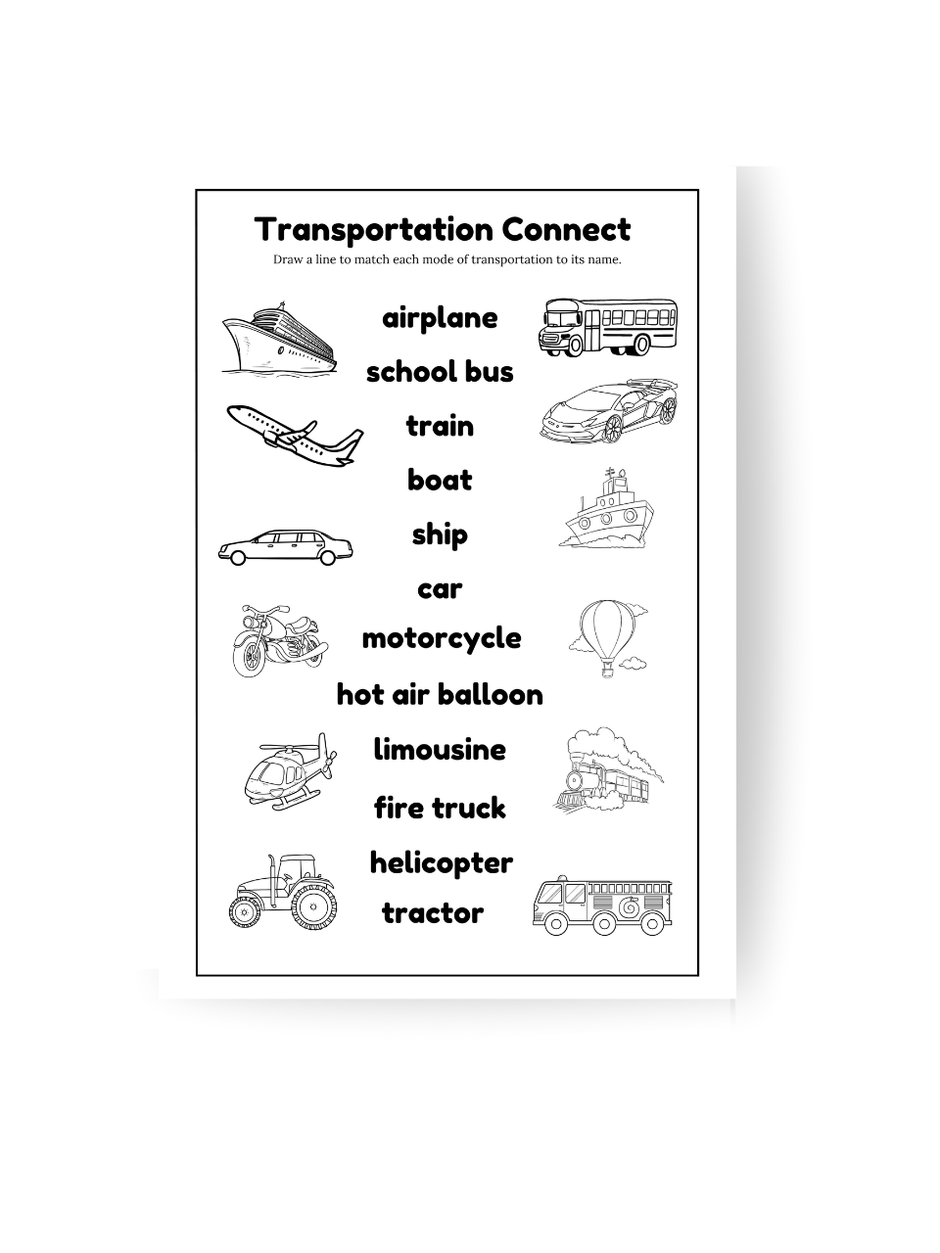 transportation activity coloring page from Transport to Transportation coloring book
